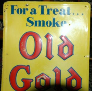 Vintage Old Gold Cigarette Tobacco Embossed Metal Sign Lorillard USA 6