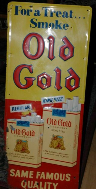 Vintage Old Gold Cigarette Tobacco Embossed Metal Sign Lorillard USA 8