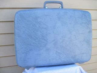 Vintage Samsonite Profile Marbled Blue Suitcase W/key Size Medium 22 " X 16 