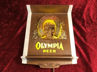 Vintage Olympia Beer Sign Lighted Horseshoe Bar Tavern Man Cave She Den