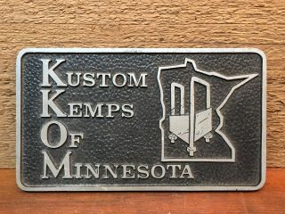 Vintage Kustom Kemps Of Minnesota Cast Aluminum Car Club Plaque Plate Hot Rod