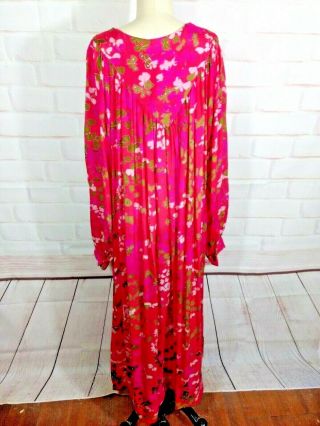 Neiman marcus Silk VTG Dress Caftan medium made in India floral butterflies 5