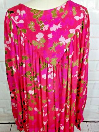 Neiman marcus Silk VTG Dress Caftan medium made in India floral butterflies 6