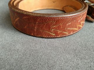 Vintage Mexico Sterling Silver Gold Ranger Style Belt Buckle Set W/ Leather Belt 6