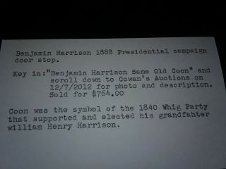 Rare 1888 Benjamin Harrison 