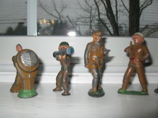 Group Of 8 Vintage Metal Army Brown Soldiers Grey Iron Figurines