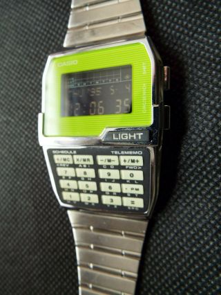 Rare Casio Vintage Digital Watch Green 1477 Dbc - 1500 Telememo Schedule
