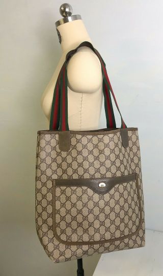 Authentic Vtg Gucci Canvas Logo Tote Bag Purse
