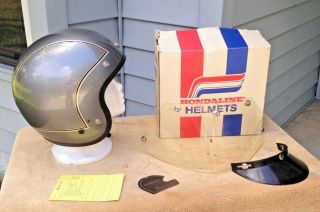 Vtg 1970s Shoei Hondaline Stag Interstate Helmet W/ Box / Shield / Visor / Tag