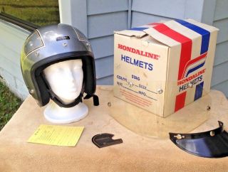 Vtg 1970s Shoei Hondaline STAG Interstate Helmet w/ Box / Shield / Visor / Tag 2