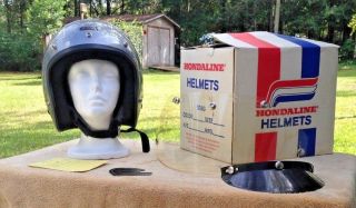 Vtg 1970s Shoei Hondaline STAG Interstate Helmet w/ Box / Shield / Visor / Tag 3