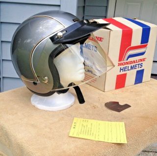 Vtg 1970s Shoei Hondaline STAG Interstate Helmet w/ Box / Shield / Visor / Tag 5