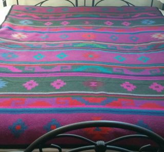 Rare Vintage Pendleton Beaver State Purple Green Turquoise Black 66x90 Blanket 2