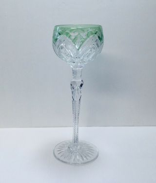 1 Vintage/antique St.  Louis Lt.  Green Cut To Clear Crystal Wine Glass