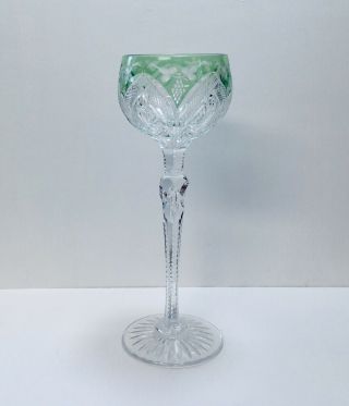 1 Vintage/Antique St.  Louis Lt.  Green Cut To Clear Crystal Wine Glass 2