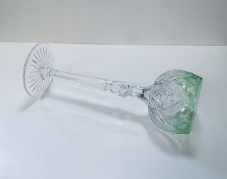 1 Vintage/Antique St.  Louis Lt.  Green Cut To Clear Crystal Wine Glass 3
