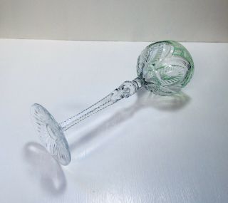 1 Vintage/Antique St.  Louis Lt.  Green Cut To Clear Crystal Wine Glass 6