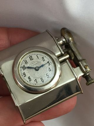 Vintage Triangle Pocket Lighter With Built In Elsmere Watch