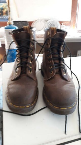 Vtg Dr Doc Martens 1460 Brown Leather Boots Airware Us9