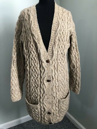 Womens Vintage Ralph Lauren Exclusive Hand Knit Cable Knit Wool Cardigan Small