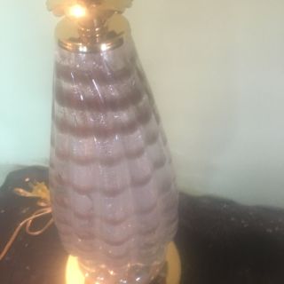 large 24  vintage murano table lamp ribbed w silver flecking brown horziontal st 5