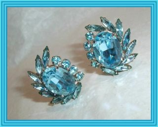 Sherman Sky Blue - Aquamarine - Large Oval Crystal Cluster Earrings Nr