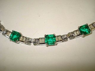 VINTAGE PANETTA EMERALD STONE AND RHINESTONE CHOKER NECKLACE 7