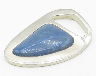 DTR JAY KING 925 Silver - Vintage Huge Blue Angelite Drop Pendant - P4566 2