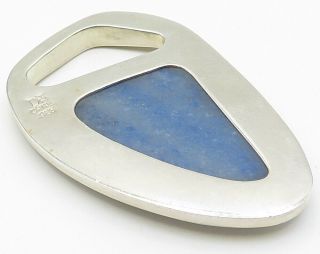 DTR JAY KING 925 Silver - Vintage Huge Blue Angelite Drop Pendant - P4566 3