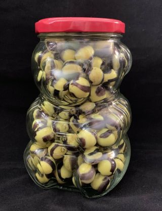 Honey Bear Jar W/ 175 Vintage Marble King Bumble Bee Marbles Even Shooters
