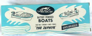 Vintage Fleet Line Battery Powered The Zephyr Boat W/ Mercury Motor W/ Boxes