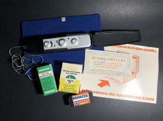 VINTAGE Minox C Subminiature Spy Camera With Black Leather Case,  Film,  and More 2