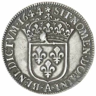 France Louis XV Silver 1/4 Ecu 1644 A aEF Coin D.  1463 Km 161.  1 Very Rare 2