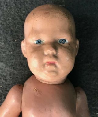Vintage Schoenhut Wooden Baby Doll With Moveable Arms And Legs