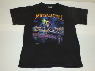Vintage 1990 Megadeth Rust In Peace Era Concert Tour T - Shirt Large Mustaine Ex