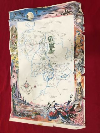 Vintage Lord Of The Rings Map of Middle Earth Poster By Barbara Remington Brem 7