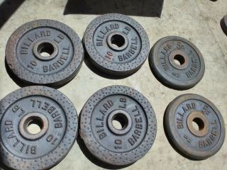 Set Of Vintage Billiard Weight Plates 4x 10lb 2x 5lb Standard Weights