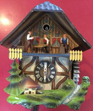 Cuckoo Clock West Germany Vintage E Schmeckenbecher Saw Mill Estate Find