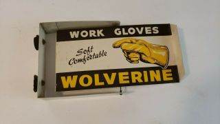 Vintage Wolverine Gloves Advertising Metal Display Sign 1950 