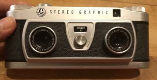 Graflex Stereo Graphic Camera With Leather Case Vintage