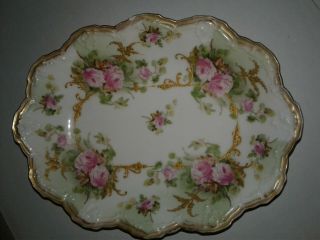Vintage Ak Cd Limoges Hand Painted Pansy Flowers Plate Platter France