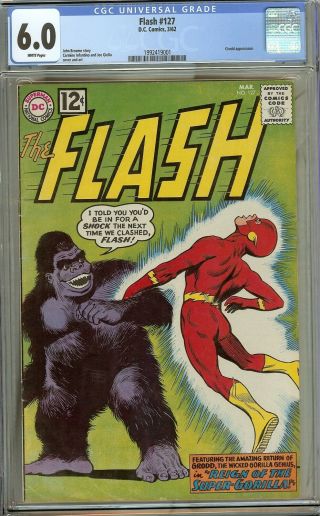 Flash 127 Cgc 6.  0 Vintage Dc Comic Key Return Of Gorilla Grodd White Pages