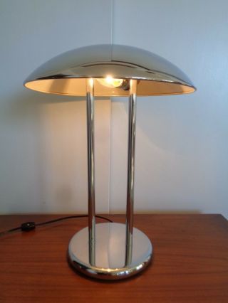 Vintage Chrome Saucer Table / Desk Lamp Mid Century Modern Table Lamp