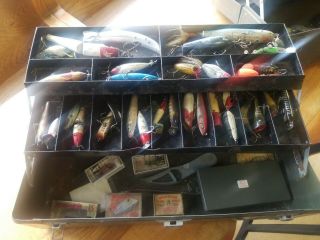 Vintage Tackle Box - Full Of Old Fishing Lures.