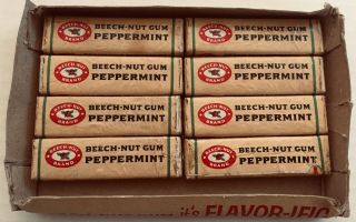 Vintage Beech - Nut Peppermint Chewing Gum - 8 Packs In Display Box