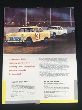 Vtg 1955 Chevrolet Chevy NASCAR Mail Advertising Car Sales Brochure 2