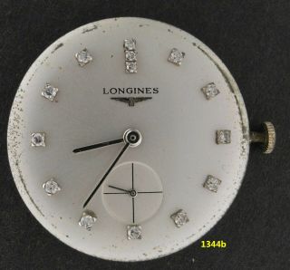 1344,  Vintage Longines 370,  Movement Only,  Diamond Dial,  Running, .