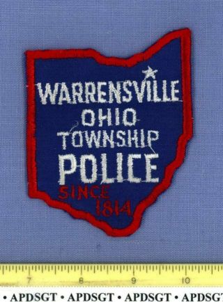 Warrensville Township (old Vintage) Ohio Police Patch State Shape Cheesecloth