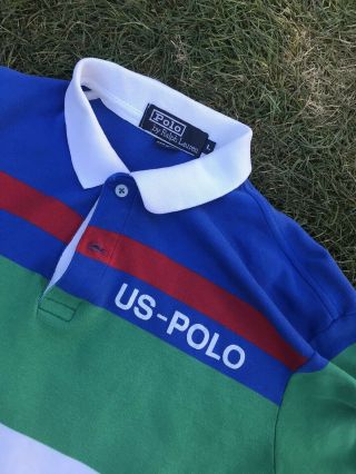Vintage Polo Ralph Lauren US POLO Shirt Multi Color Og Large Stadium 1992 93 2 2