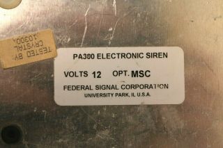 Vintage Federal Signal PA300 Siren 6